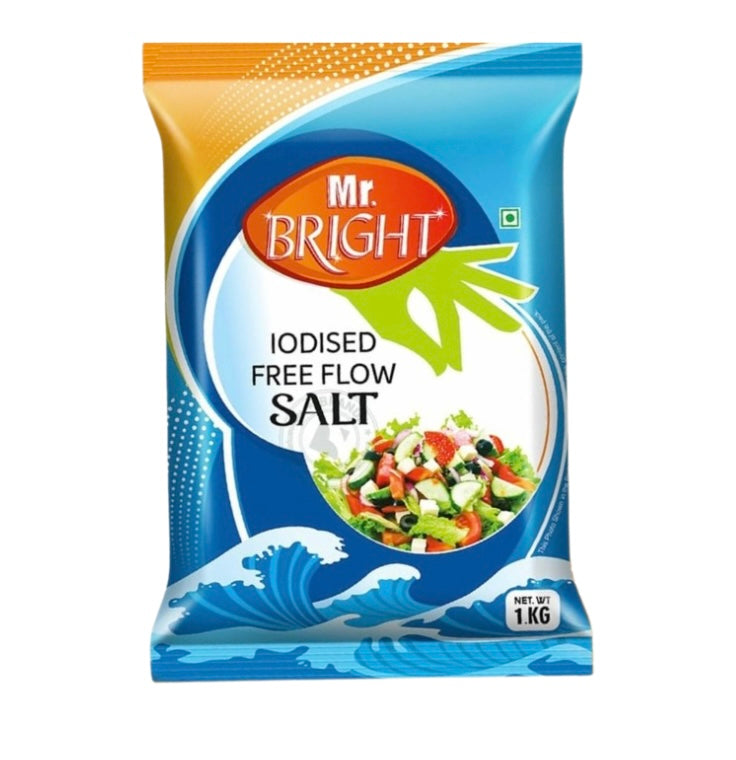 Mr. Bright Iodised Free Folow Salt - 1kg (Powdered Salt)