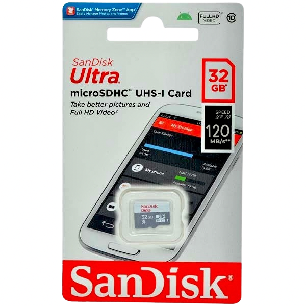 SanDisk Ultra microSDXC UHS-I Memory Card (Class 10) - 32GB