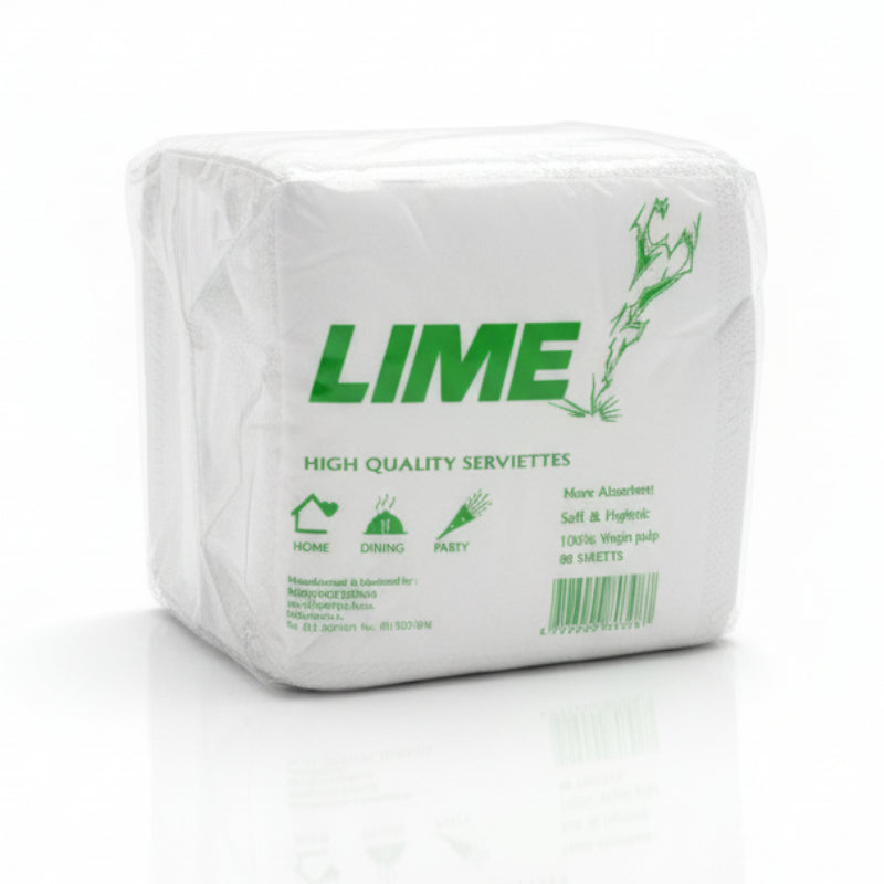 Pack of Lime high quality serviettes on a white background