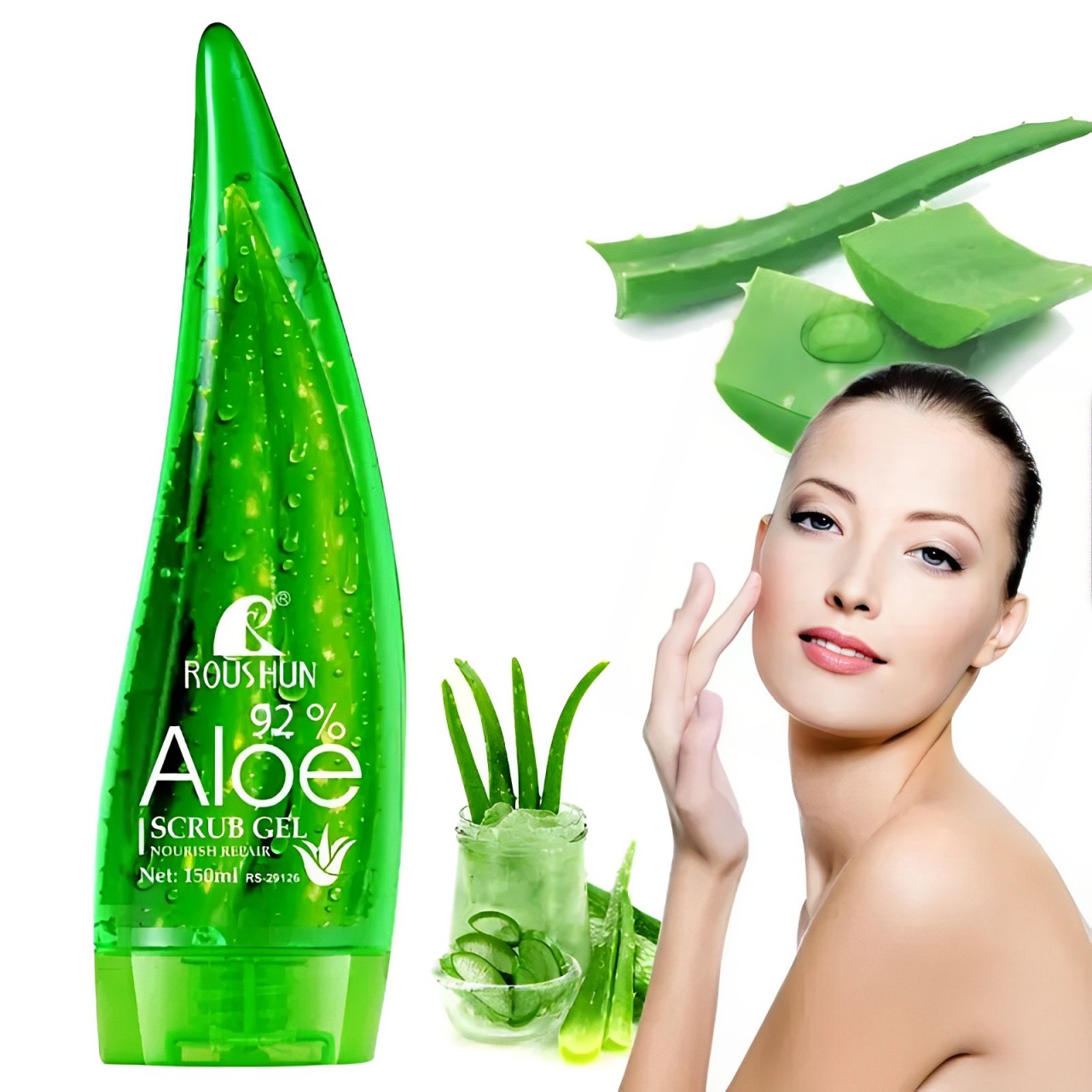 Roushun 92% Aloe Scrub Gel Nourish Repair - 300ml