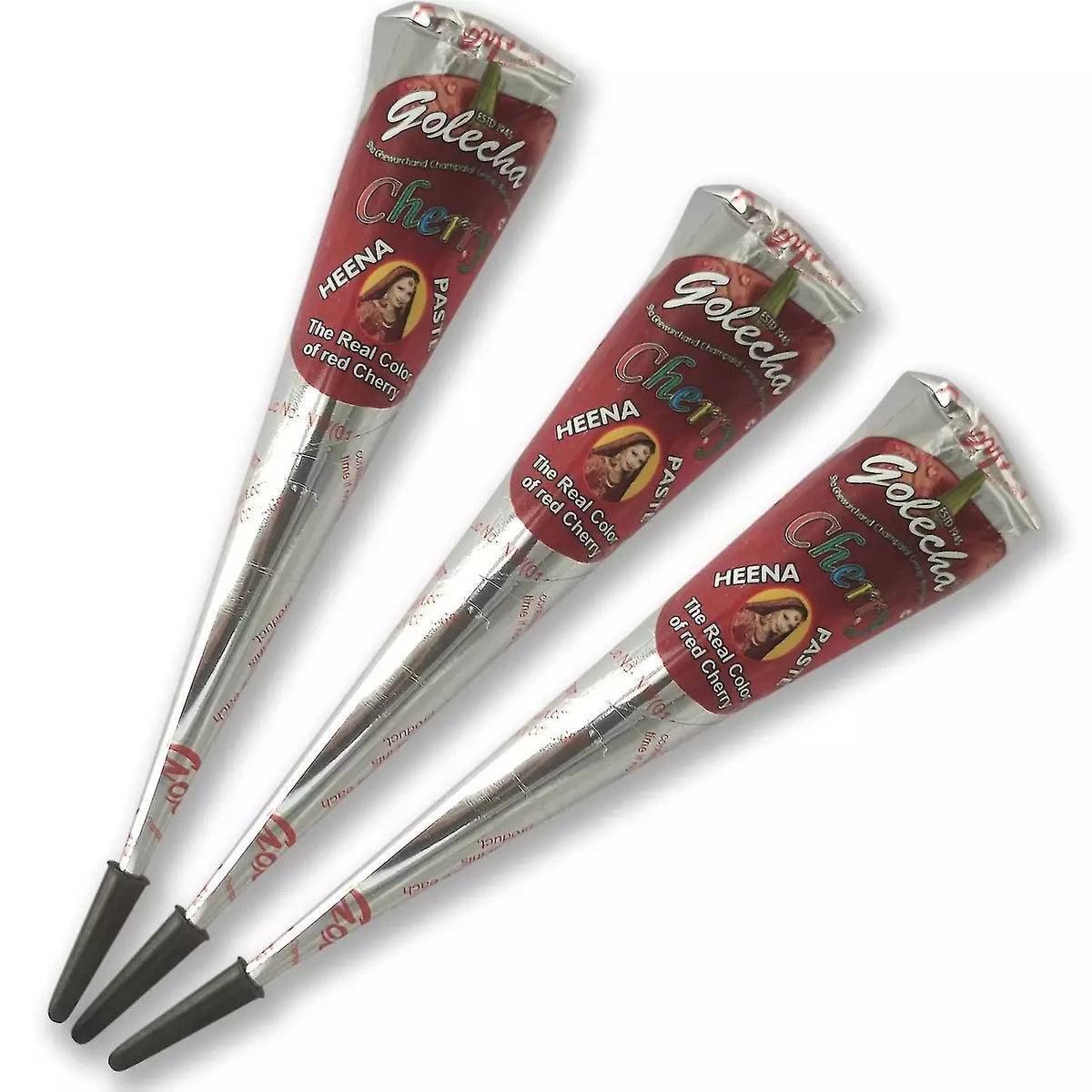 GOLECHA Cherry Heena Cones Fast Drying Instant Mehndi Heena Paste - 1Pcs